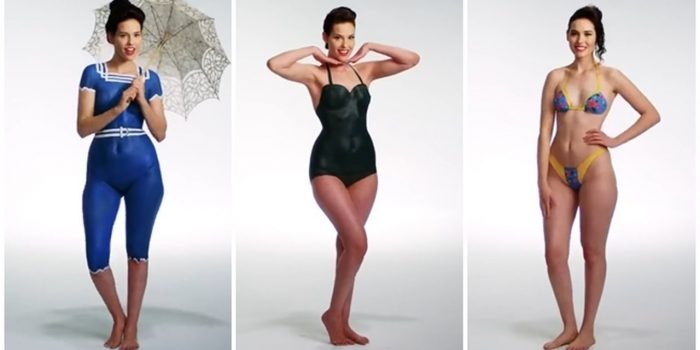 ＃ 時尚頻道MODE以人體彩繪方式繪出：女性泳裝百年史！