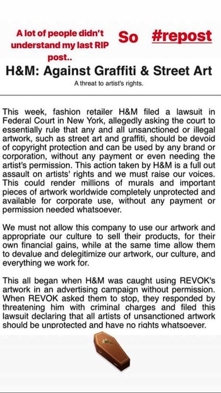#「侵權事件」再度發生：H&M 槓上街頭塗鴉師 REVOK 3