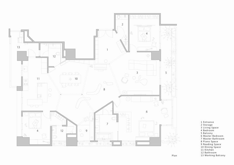 # 台中公寓改造為多角式開放空間設計：出自台灣 Very Studio | Che Wang Architects 工作室 15