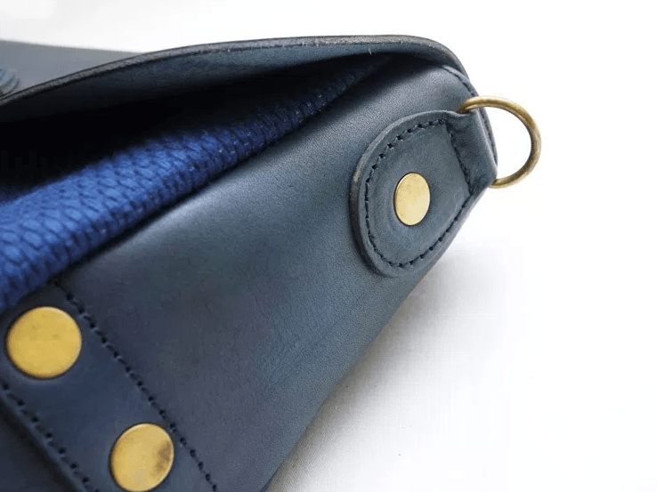 # 日本製雙重傳統藍染郵差包：Vasco - Leather Postman Mini Shoulder Bag / Sashiko 6