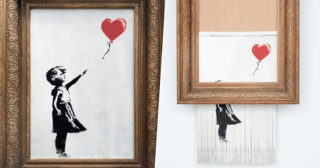 # 震驚全世界：神秘英國藝術家 Banksy 於拍賣會成交後自毀畫作 ‘Girl With a Balloon’