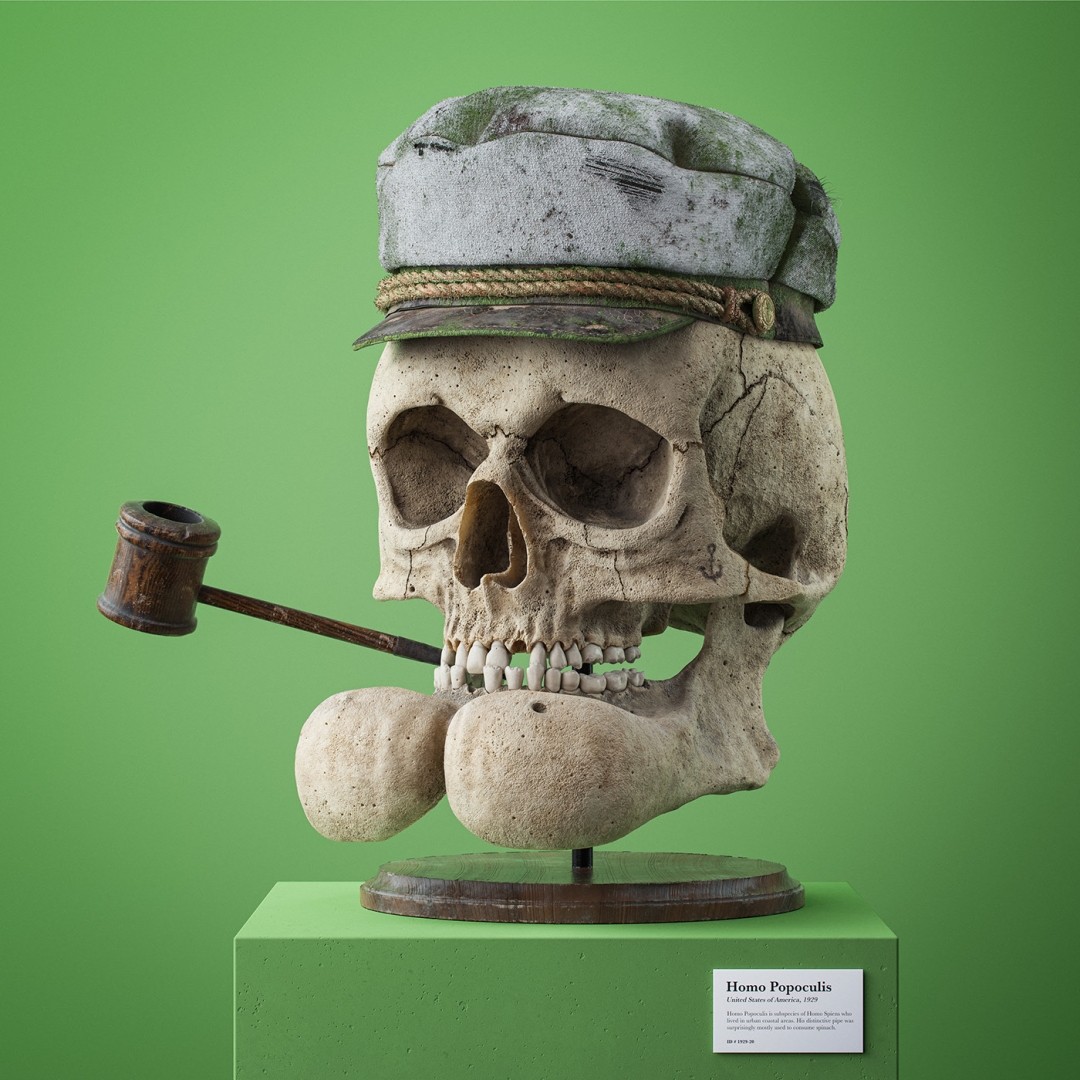 # 經典卡通化石系列：藝術家Filip Hodas創造逼真的頭骨 5